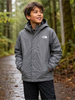 The North Face Boys DryVent Hooded Waterproof Jacket Gray M 10